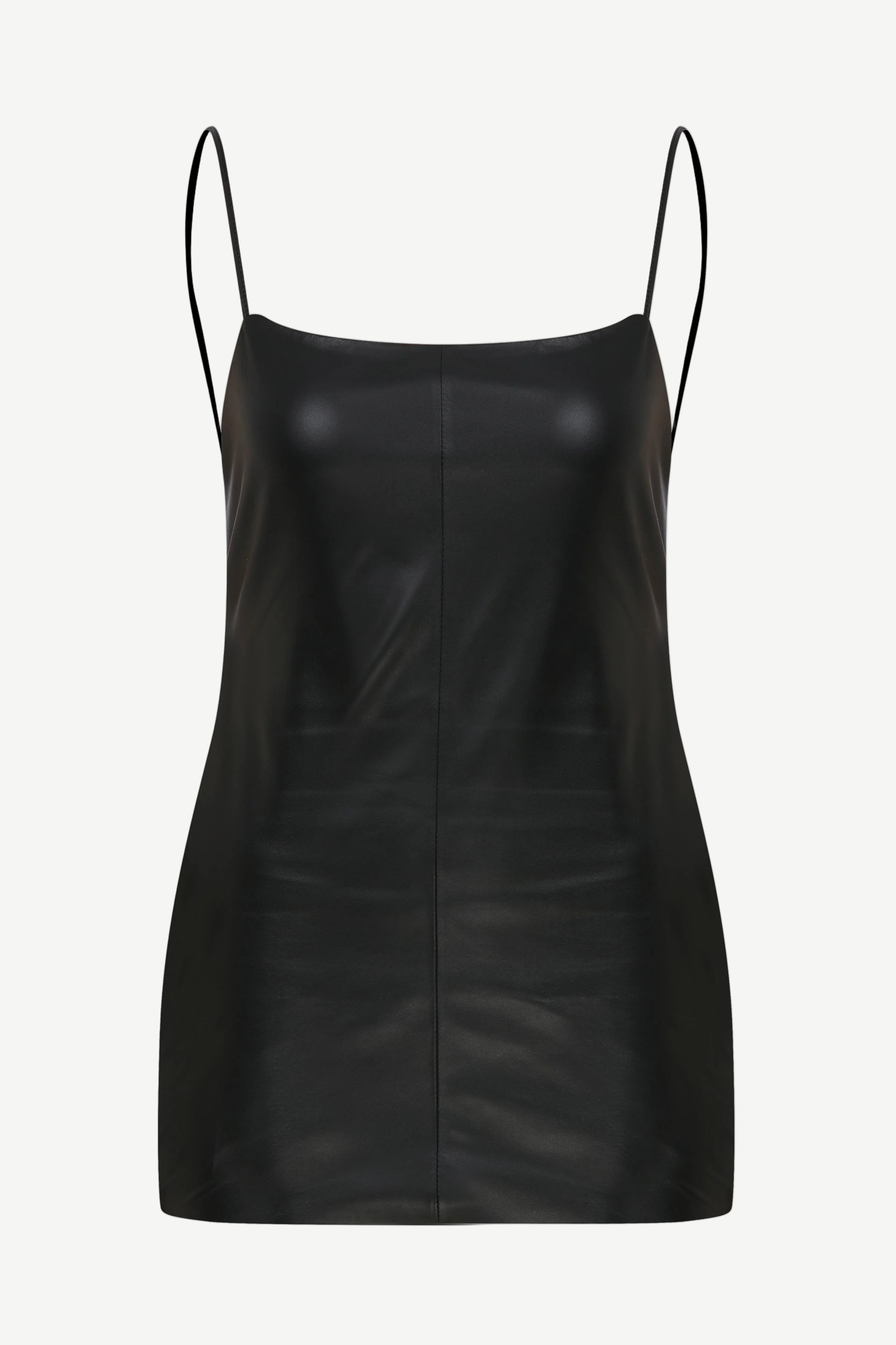 Black Xena Top bustier camisole featuring a body-hugging silhouette, thin shoulder straps, and a vertical center seam.
