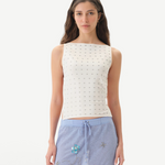KABE SHOP INC Zelna top in white featuring sculptural stud detailing and a sleek, form-fitting sleeveless silhouette.