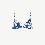 KABE SHOP INC Geo Flower triangle bikini top in blue and white with adjustable straps and soft cups