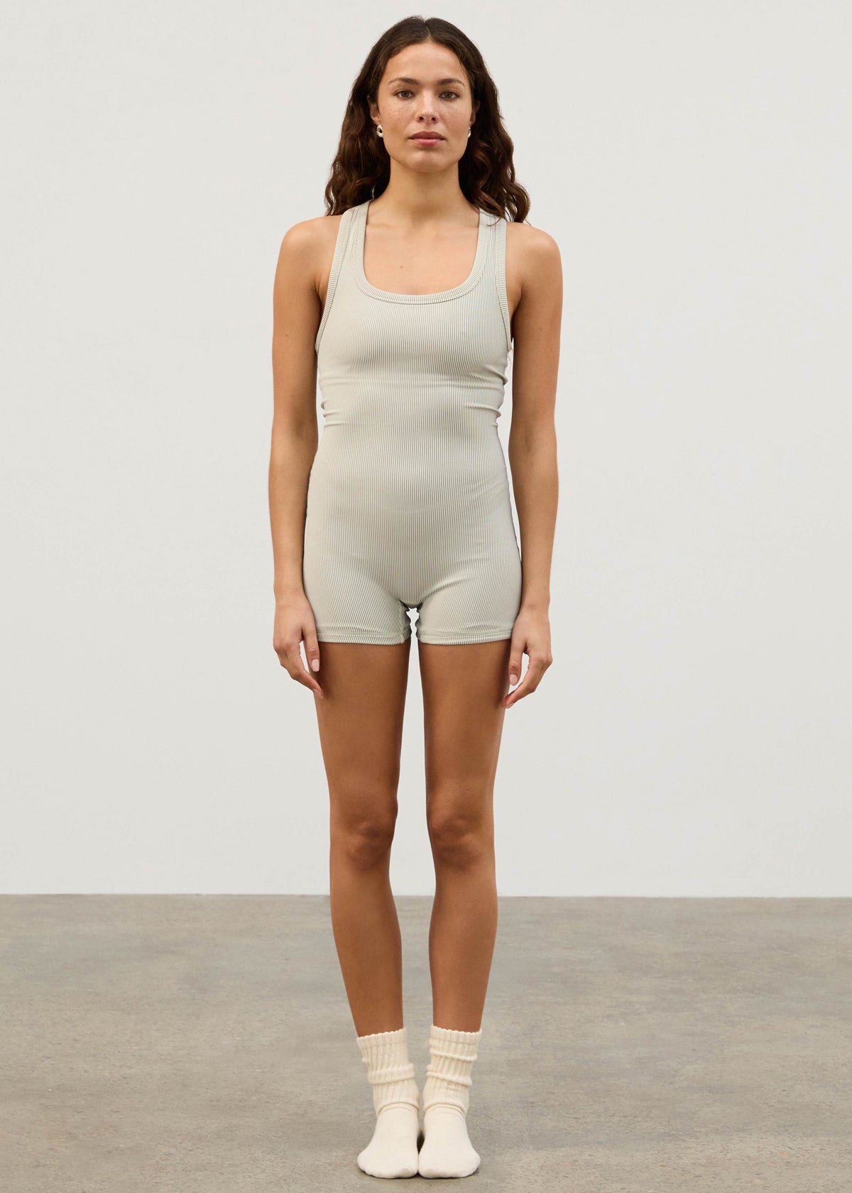 Stripe Rib Racer Back Bodysuit