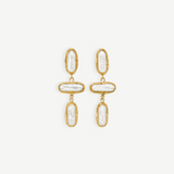 KABE SHOP INC Grace earrings featuring organic baroque pearls set in textured gold frames in a drop design.