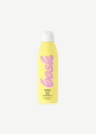 KABE SHOP INC SPF 50 invisible mist sunscreen spray in a yellow bottle with pink branding for easy sun protection.