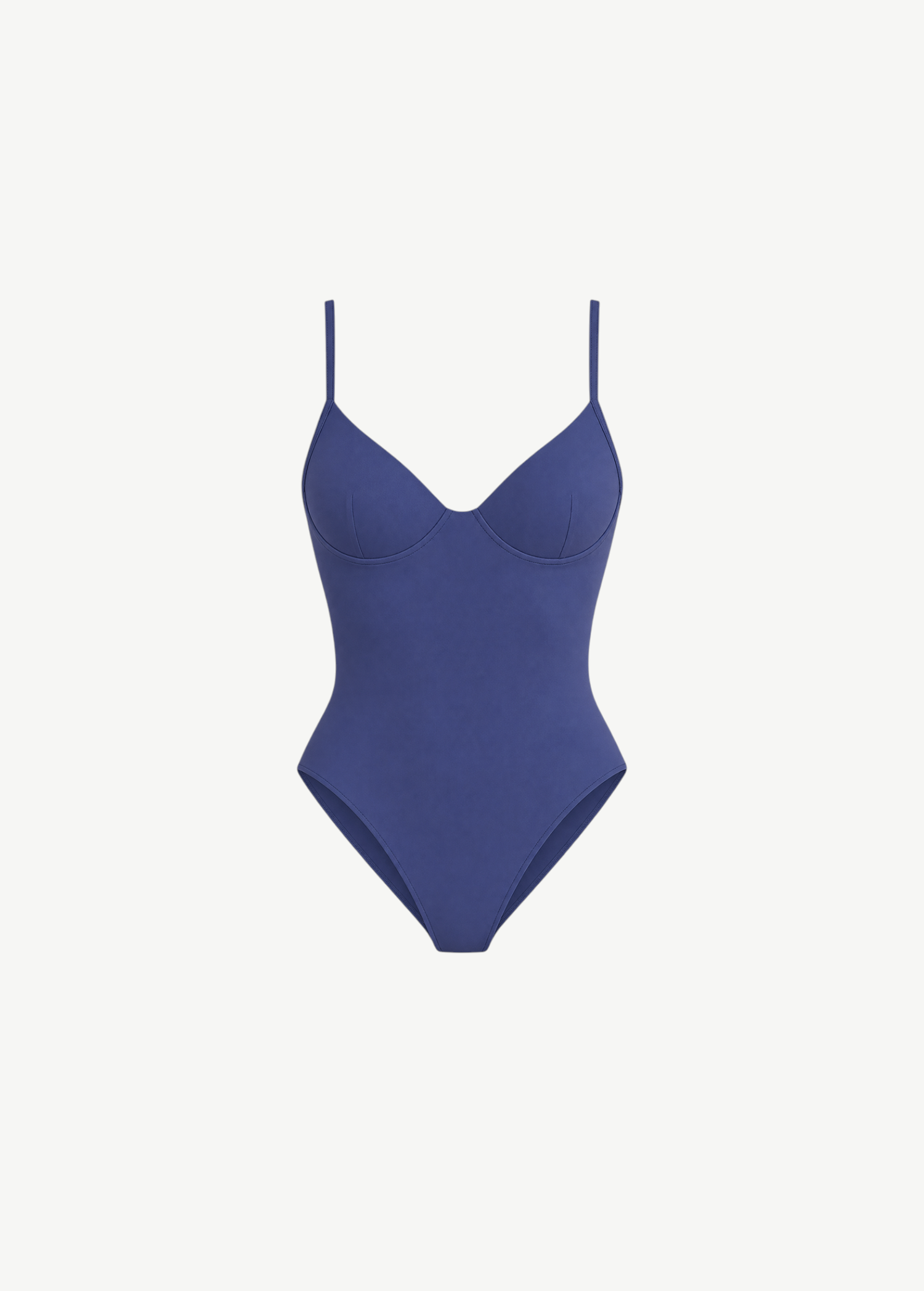KABE SHOP INC Alana navy blue underwire one-piece swimsuit with a sleek, supportive second-skin fit.