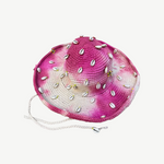 KABE SHOP INC Wika crochet hat in pink tie-dye with white cowrie shell embellishments and a chin strap