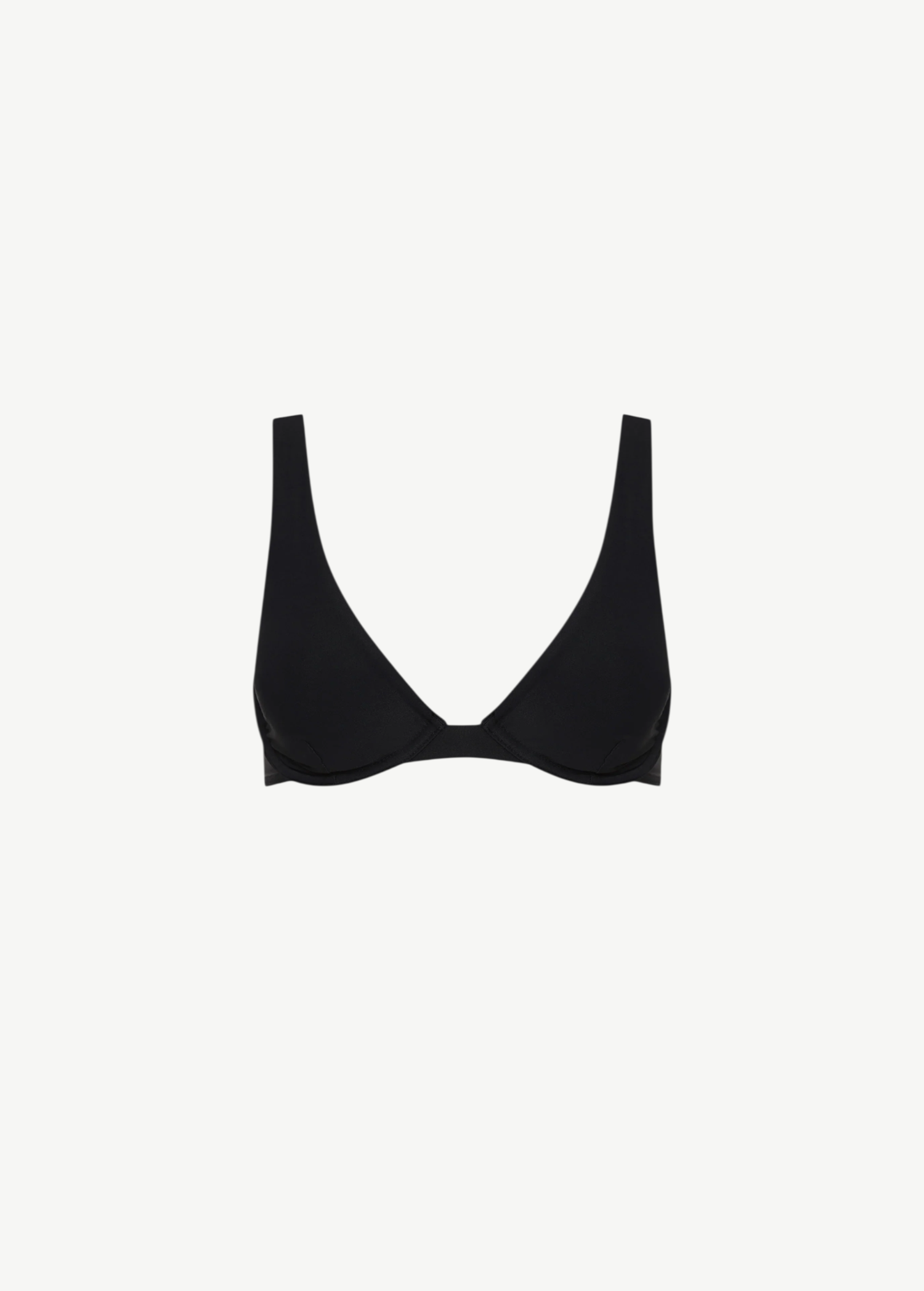 KABE SHOP INC Gracie black bikini top with a supportive underwire design and wide straps for a sleek silhouette.