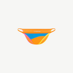 KABE SHOP INC The Duo String Pant in Sombrero featuring vibrant orange, blue, and pink color-blocked bikini bottoms.