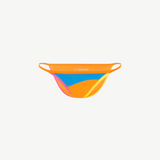 KABE SHOP INC The Duo String Pant in Sombrero featuring vibrant orange, blue, and pink color-blocked bikini bottoms.