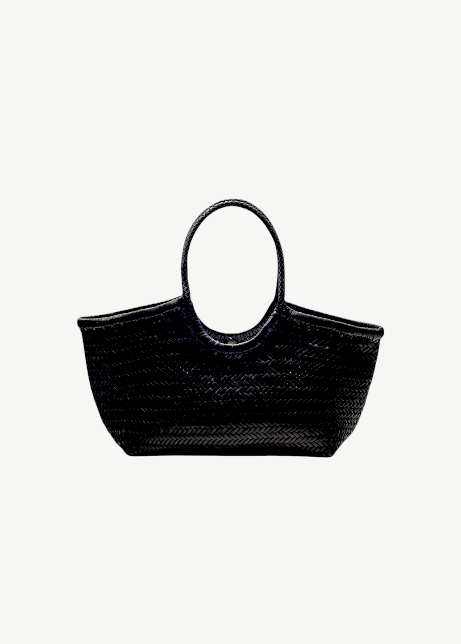 KABE SHOP INC Nantucket Basket Big black handwoven buffalo calf leather tote bag with traditional woven texture