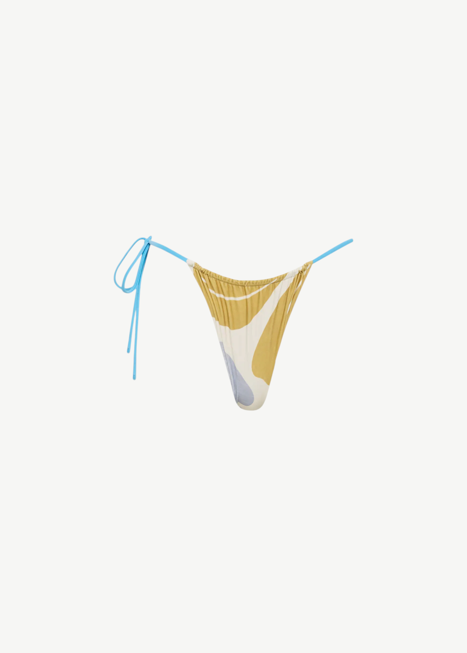 KABE SHOP INC Lola string bikini brief in a multi-colour abstract print with light blue side ties.