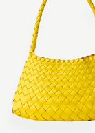 KABE SHOP INC Rosanna Bag in bright yellow handwoven buffalo leather with a braided shoulder strap