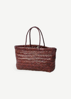 KABE SHOP INC Mini Flat Gora bag in dark brown handwoven buffalo calf leather with a braided handle