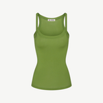 KABE SHOP INC ETERNE Duke Tank in olive green cotton-modal blend with a slim fit and classic scoop neckline