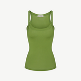 KABE SHOP INC ETERNE Duke Tank in olive green cotton-modal blend with a slim fit and classic scoop neckline