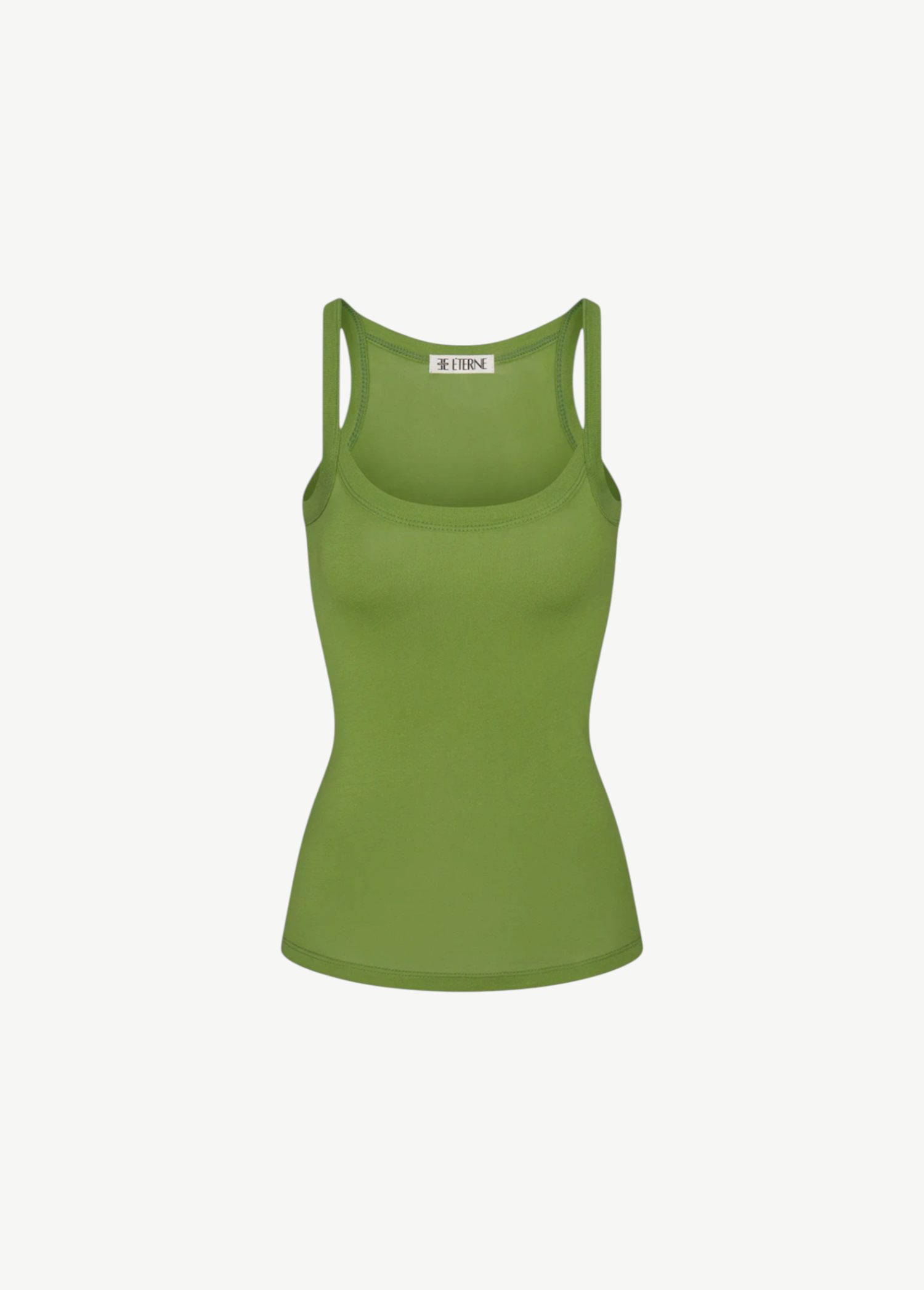 KABE SHOP INC ETERNE Duke Tank in olive green cotton-modal blend with a slim fit and classic scoop neckline