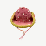 KABE SHOP INC Wika crochet tie-dye hat in pink and green with decorative seashells and a chin strap