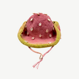KABE SHOP INC Wika crochet tie-dye hat in pink and green with decorative seashells and a chin strap