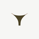 KABE SHOP INC Nika thong bikini bottom in olive green with minimal coverage and decorative side bead details