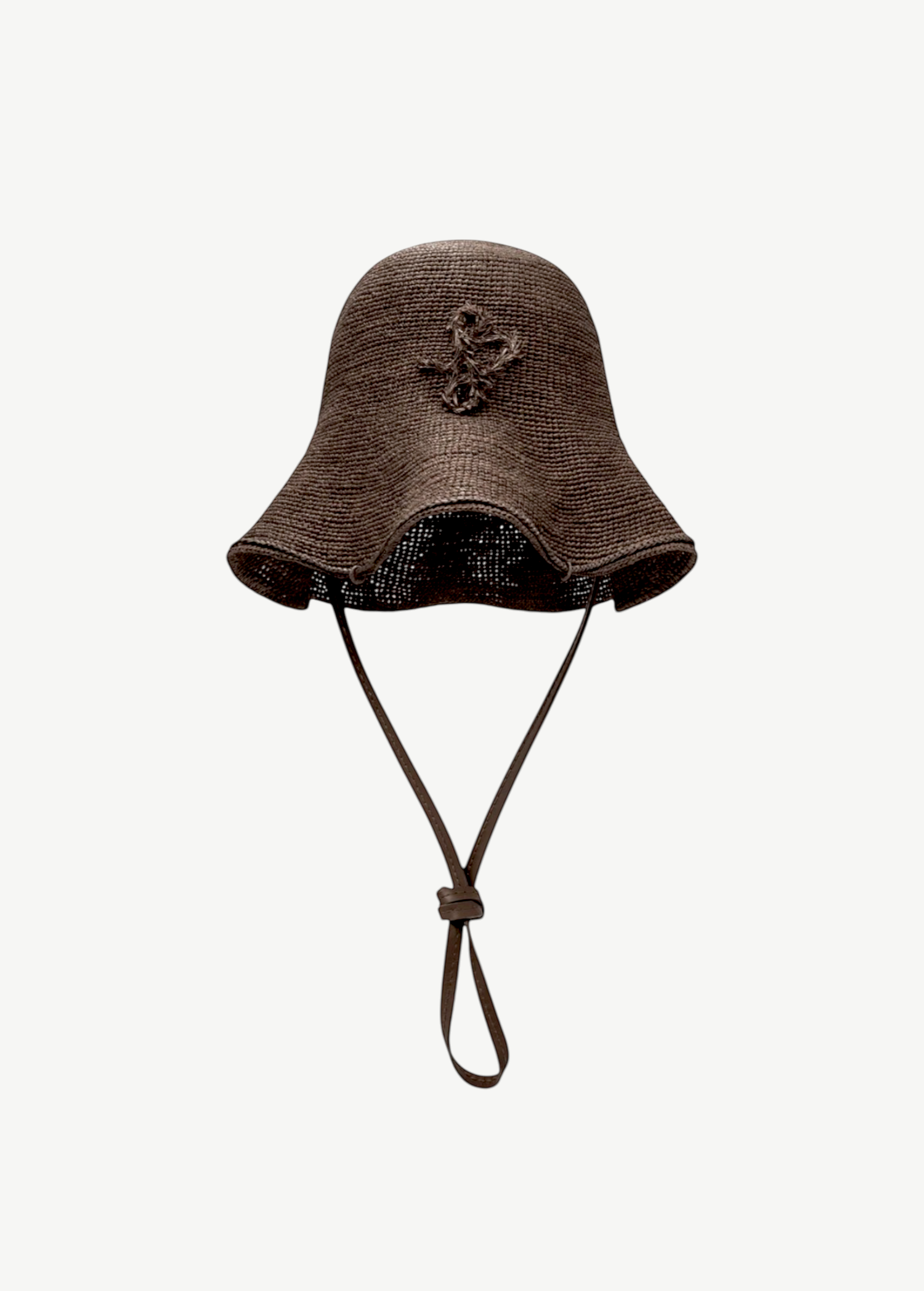 KABE SHOP INC brown woven straw hat bag with a wide brim and adjustable chin strap in a contemporary design
