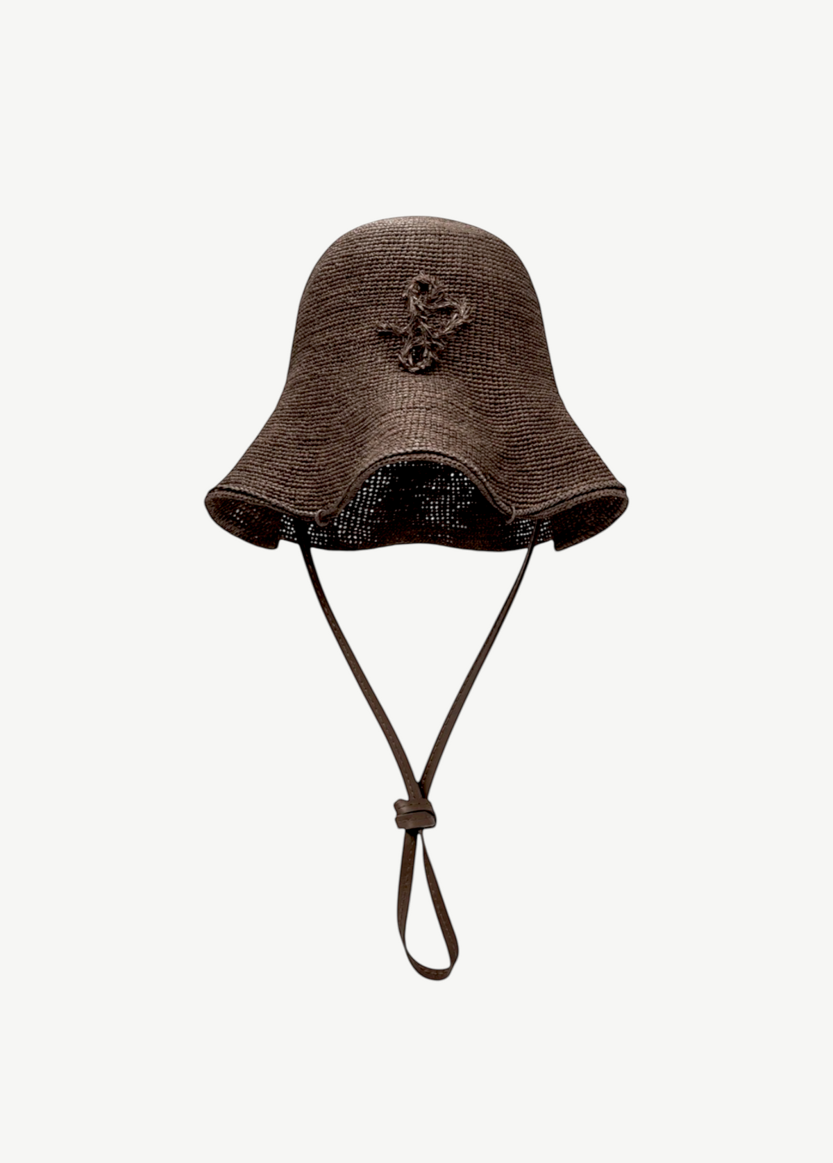 KABE SHOP INC brown woven straw hat bag with a wide brim and adjustable chin strap in a contemporary design
