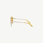 KABE SHOP INC Amelia pilot sunglasses with gold metal frames and yellow tinted lenses, side profile view.