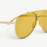 KABE SHOP INC Amelia pilot sunglasses with vibrant yellow tinted lenses and a modern silver metal frame