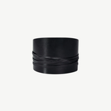 KABE SHOP INC black calfskin Undone Corset Belt featuring a wide, sculpted design with wrap-around leather straps.