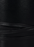 KABE SHOP INC Undone Corset Belt in black calfskin leather with layered strap detailing for a sculpted waist.