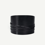 KABE SHOP INC black calfskin Undone Corset Belt featuring a wide, sculpted design with wrap-around leather straps.