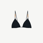 KABE SHOP INC Calypso bikini top in black with minimal triangle cups and decorative wooden bead strap detailing