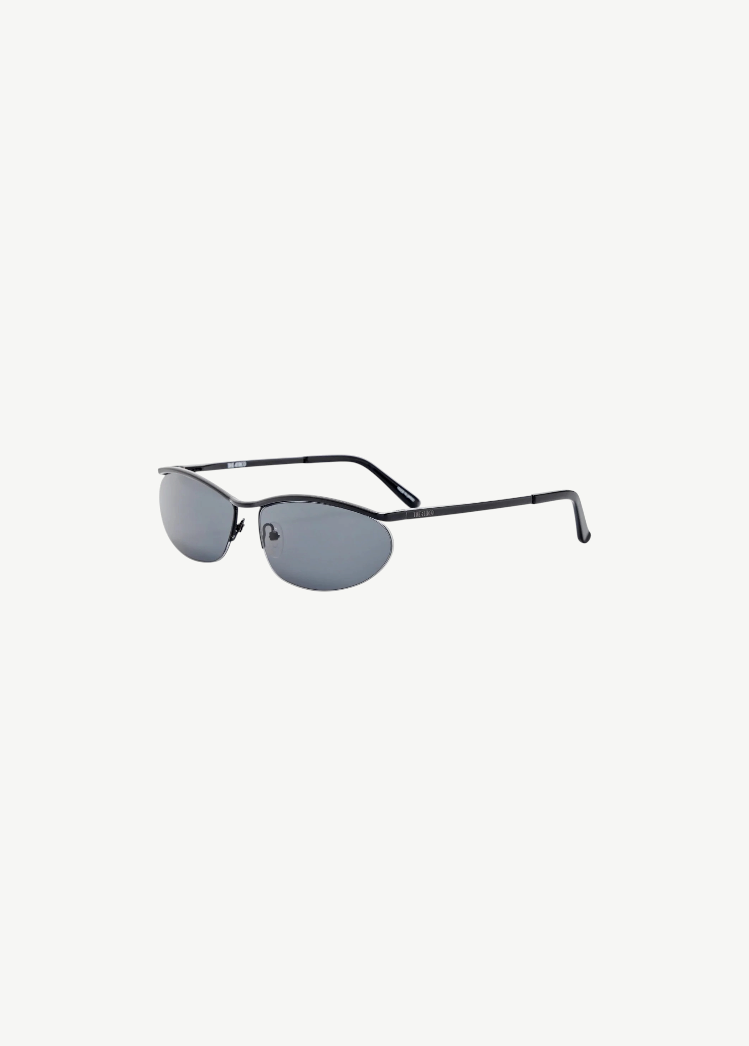 KABE SHOP INC Charlotte sunglasses with a sleek black metal oval frame and dark blue lenses.