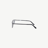 KABE SHOP INC Charlotte sunglasses featuring a sleek black metal oval frame and blue lenses with side logo detail