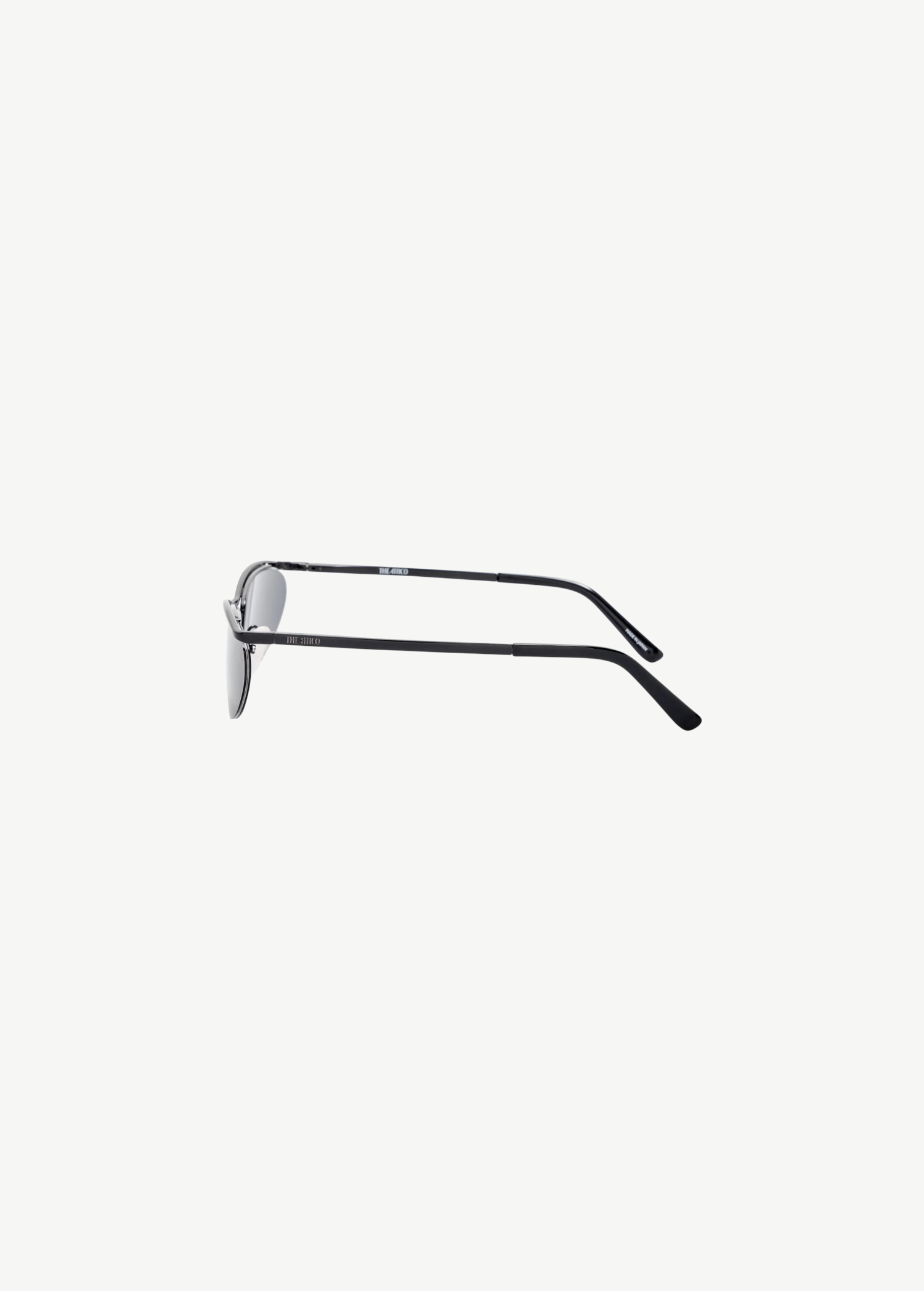 KABE SHOP INC Charlotte sunglasses featuring a sleek black metal oval frame and blue lenses with side logo detail