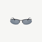 KABE SHOP INC Charlotte sunglasses featuring a sleek oval black metal frame and blue tinted lenses