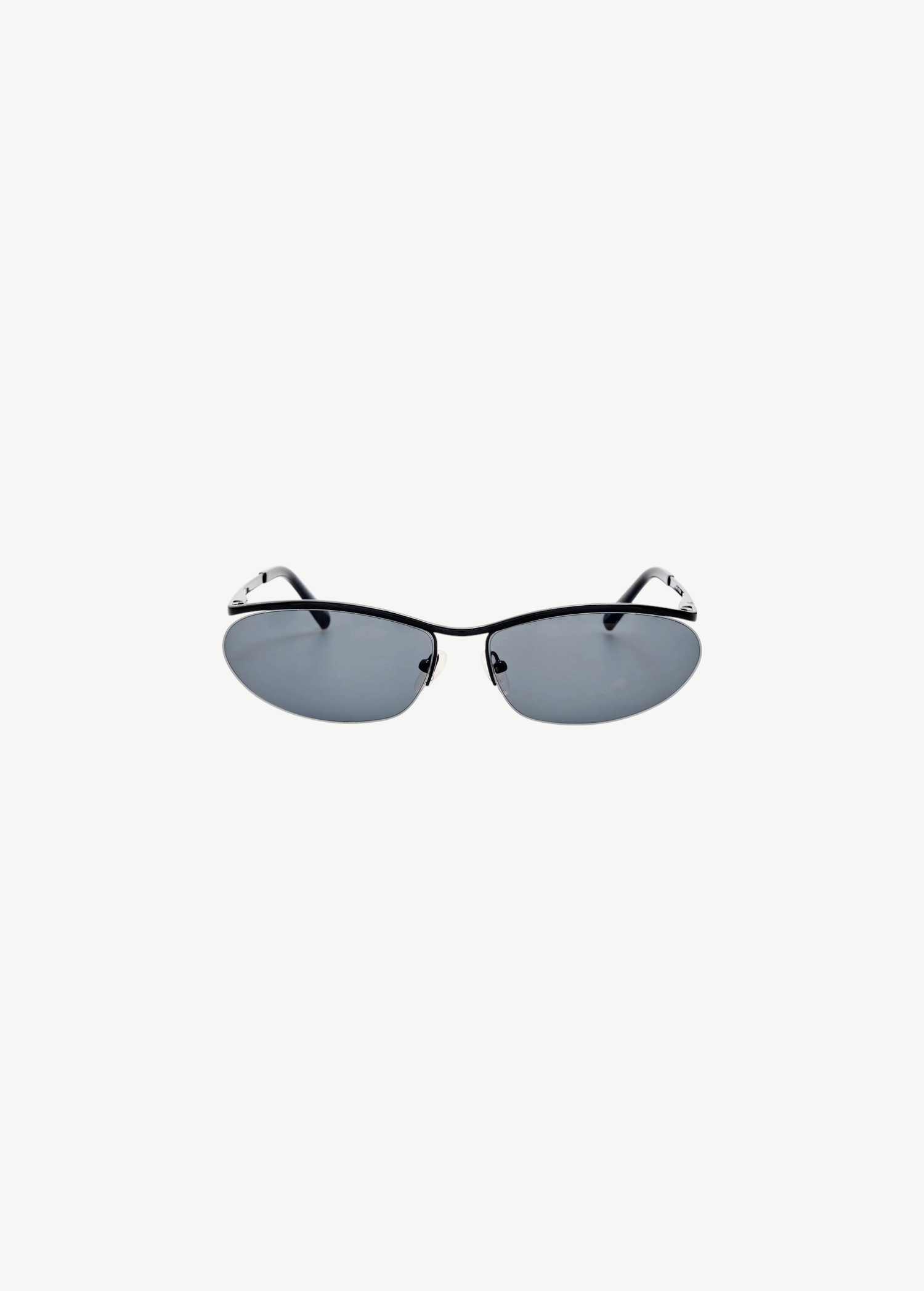 KABE SHOP INC Charlotte sunglasses featuring a sleek oval black metal frame and blue tinted lenses