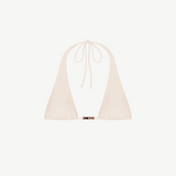 KABE SHOP INC Cleo halterneck bikini top in cream with 70s-inspired amber bead detailing on the front