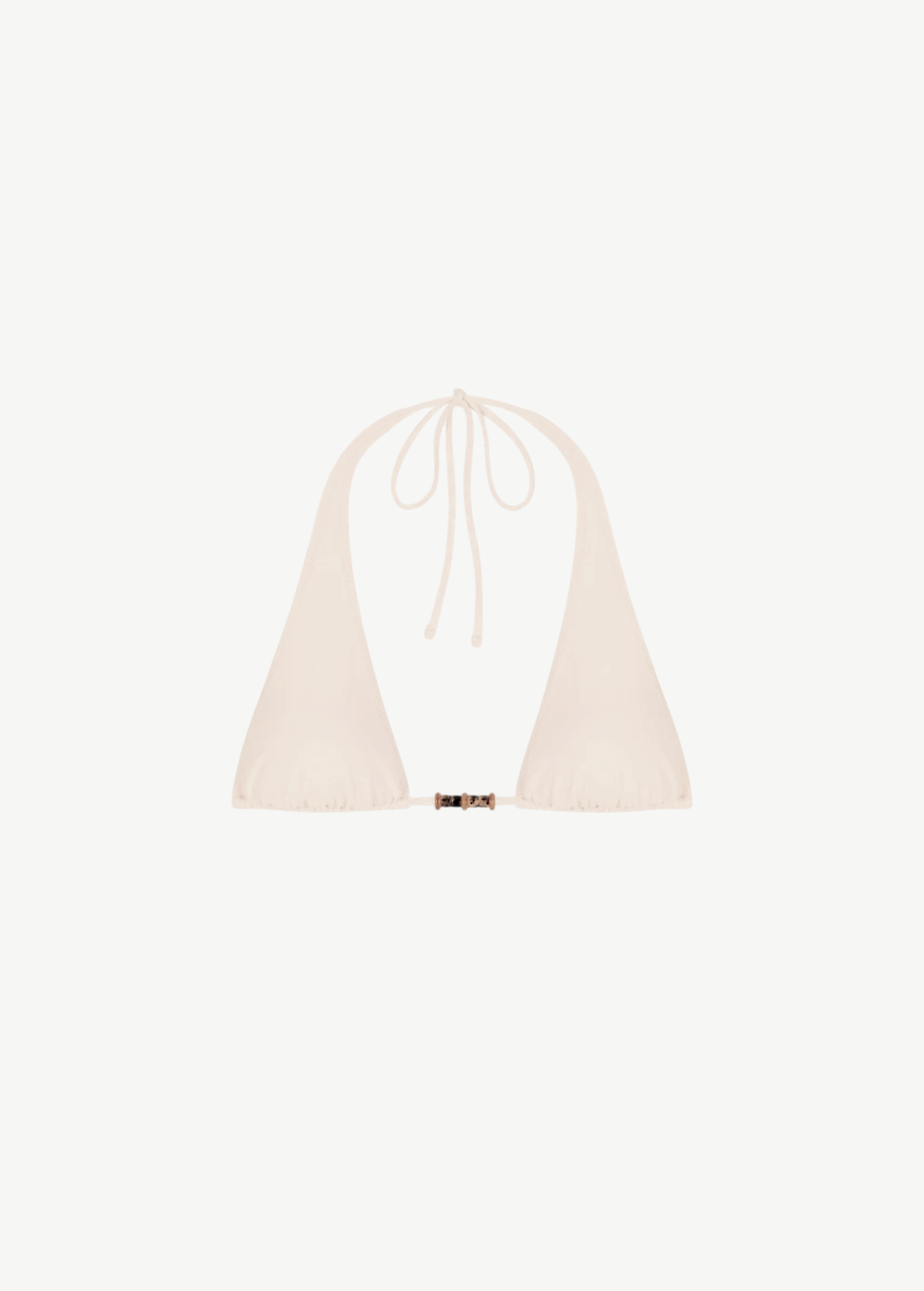 KABE SHOP INC Cleo halterneck bikini top in cream with 70s-inspired amber bead detailing on the front