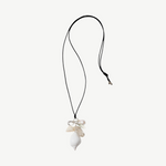 KABE SHOP INC conch shell and freshwater baroque pearl necklace on a long adjustable black satin cord