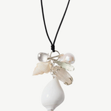 KABE SHOP INC conch shell and freshwater baroque pearl necklace on black satin cord with crystal accents