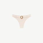 KABE SHOP INC Cossyra bikini bottom in cream with a vintage-inspired belted waist and tortoiseshell ring detail