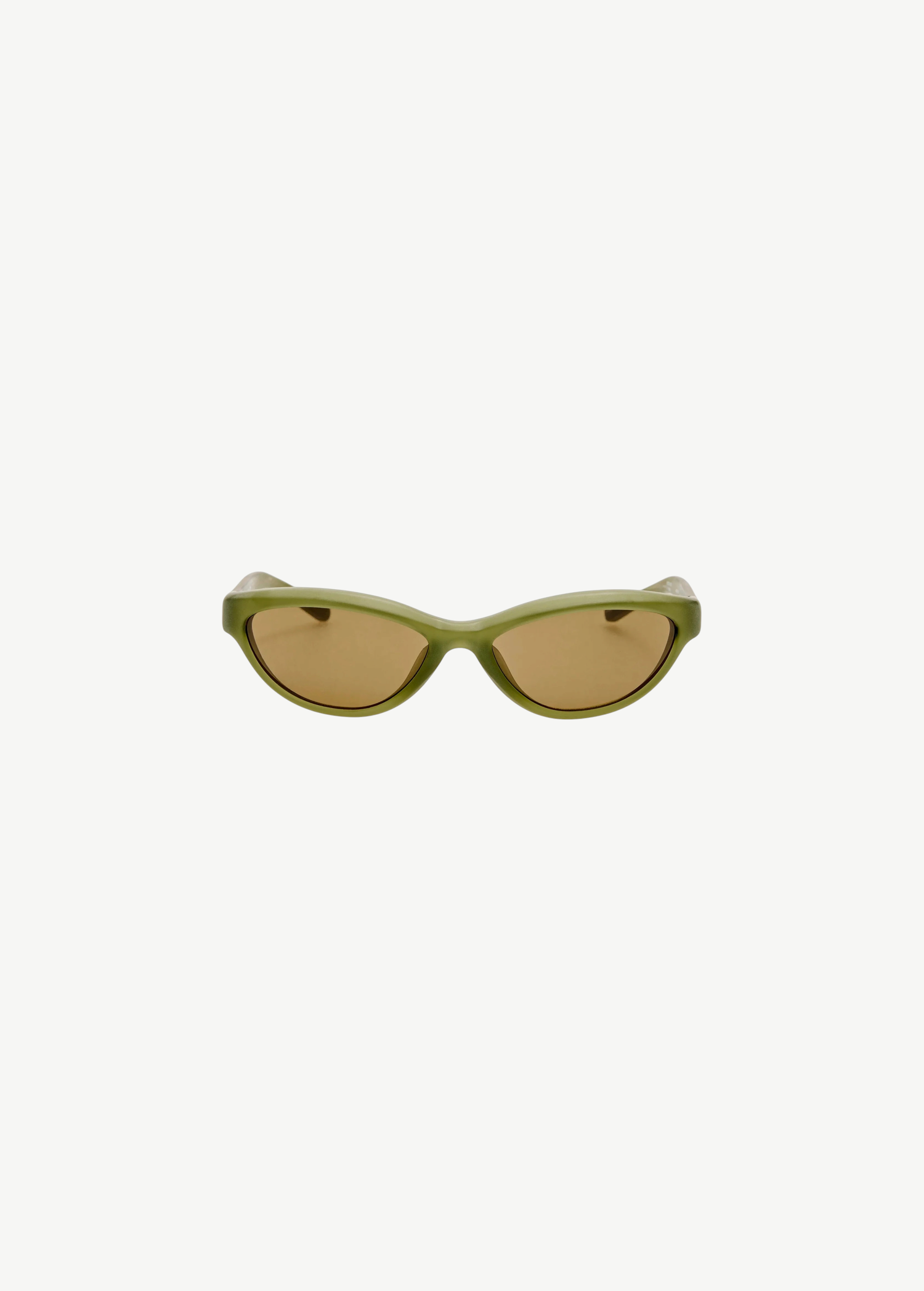 KABE SHOP INC Jacquemus Curvo cat-eye sunglasses in green acetate with brown lenses on a white background