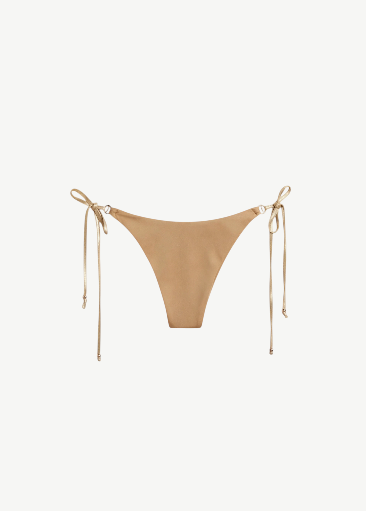KABE SHOP INC Diva gold bikini bottom in shimmering Italian Lycra with adjustable side ties and gold-tone hardware.
