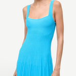 KABE SHOP INC Ellison dress in vibrant cobalt blue featuring a ribbed knit texture and a flattering square neckline.