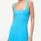 KABE SHOP INC Ellison dress in vibrant cobalt blue featuring a ribbed knit texture and a flattering square neckline.