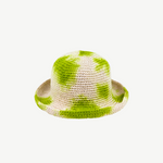 KABE SHOP INC handmade crochet bucket hat in a cream and green tie-dye pattern on a white background.