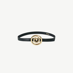 KABE SHOP INC Koru belt in black Italian calfskin with a sculptural gold-toned spiral buckle.