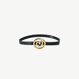 KABE SHOP INC Koru belt in black Italian calfskin with a sculptural gold-toned spiral buckle.