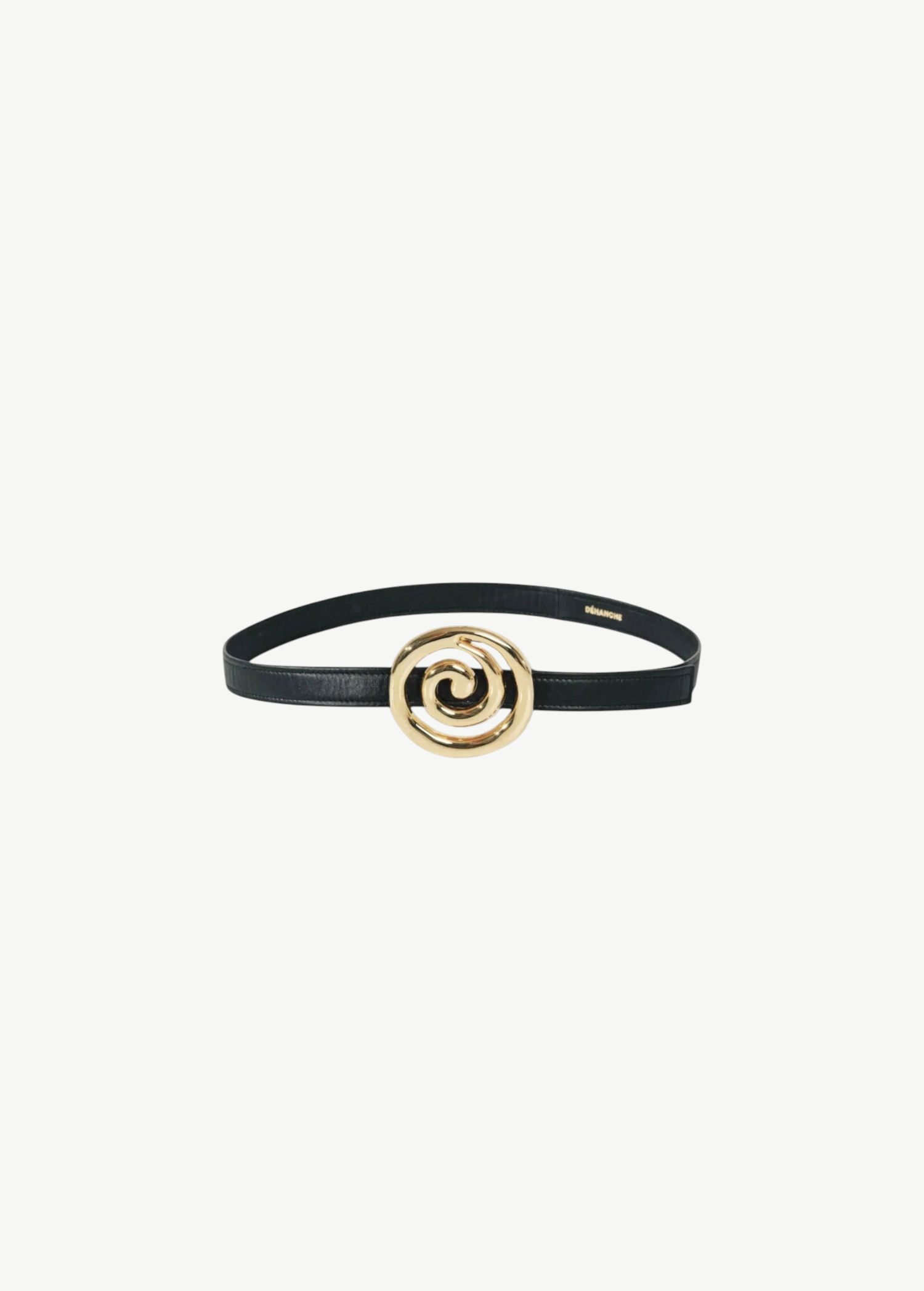 KABE SHOP INC Koru belt in black Italian calfskin with a sculptural gold-toned spiral buckle.