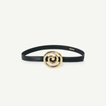 KABE SHOP INC Koru belt in black Italian calfskin with a sculptural gold-toned spiral buckle.