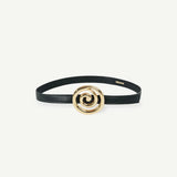 KABE SHOP INC Koru belt in black Italian calfskin with a sculptural gold-toned spiral buckle.