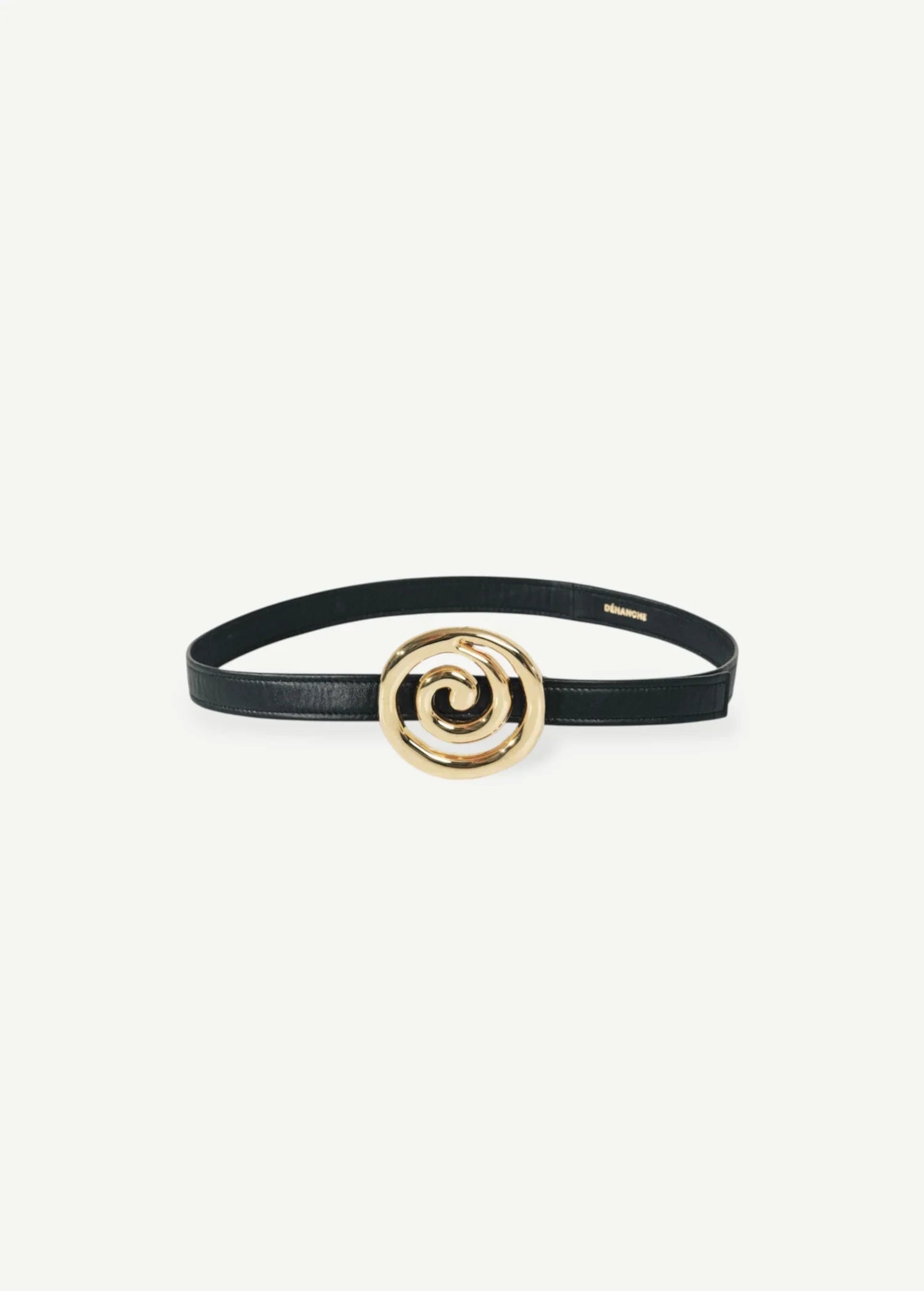 KABE SHOP INC Koru belt in black Italian calfskin with a sculptural gold-toned spiral buckle.